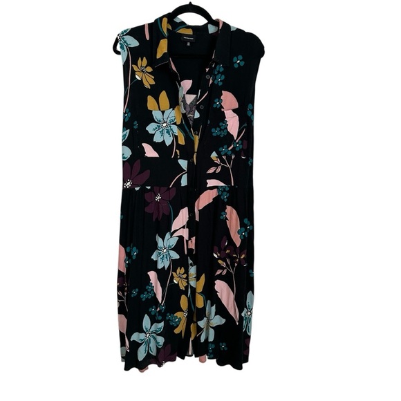 Who What Wear Women’s Sleeveless Button Front Black Floral Dress Sz 2X GUC - Picture 1 of 9